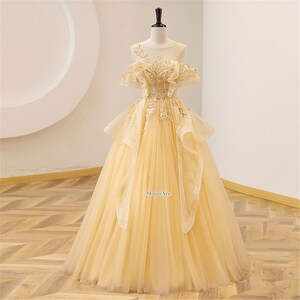 Vestidos de fiesta color amarillo pastel shop