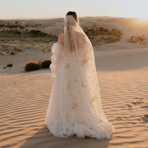 Starry Wedding Shiny Sparkling Pegasus Champagne Sequins Wedding Veil Moon Stars Wedding Veil 3.5m Long Glittering wedding veil fingertip