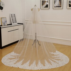 Gorgeous Lace wedding veil with blusher Elegant Ivory Veil Handmade Cathedral Boho Bridal wedding Veil Capel Dreamy veil 1T Custom veil