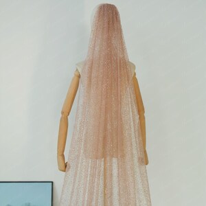 Fancy Sparkly Rose Gold Glitter Wedding Veil Glitter Veil with comb 1T Chapel length Veil Short veil Party veil girls-Veil Drop glitters