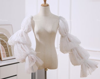 Perlen Perlen Pop Ärmel Abnehmbare lange Ärmel für Brautkleid Braut Ärmel Abnehmbare Braut Ärmel Tüll Ärmel CUSTOM COLOR