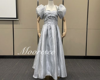 Floor length silver gray prom dress Party dress Graduation Gown Simple shiny wedding Dress disco party gown Birthday dress fairy Gown