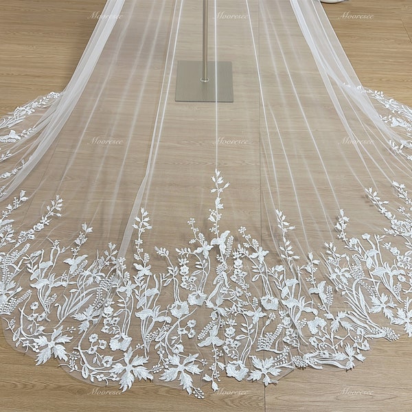 Floral lace detachable train wedding dress large train Removable lace train Detachable train Removable overskirt For Bridal Dresses CUSTOM