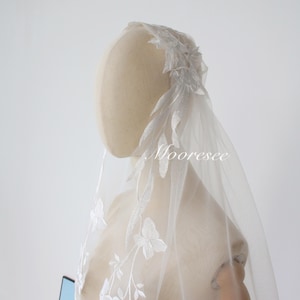 Bohomian Juliet Cap lace veil Soft Tulle Chapel Juliet Cap Veil Vintage wedding veil 1920s wedding veil Fairy lace wedding veil