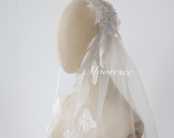 Bohomian Juliet Cap lace veil Soft Tulle Chapel Juliet Cap Veil Vintage wedding veil 1920s wedding veil Fairy lace wedding veil