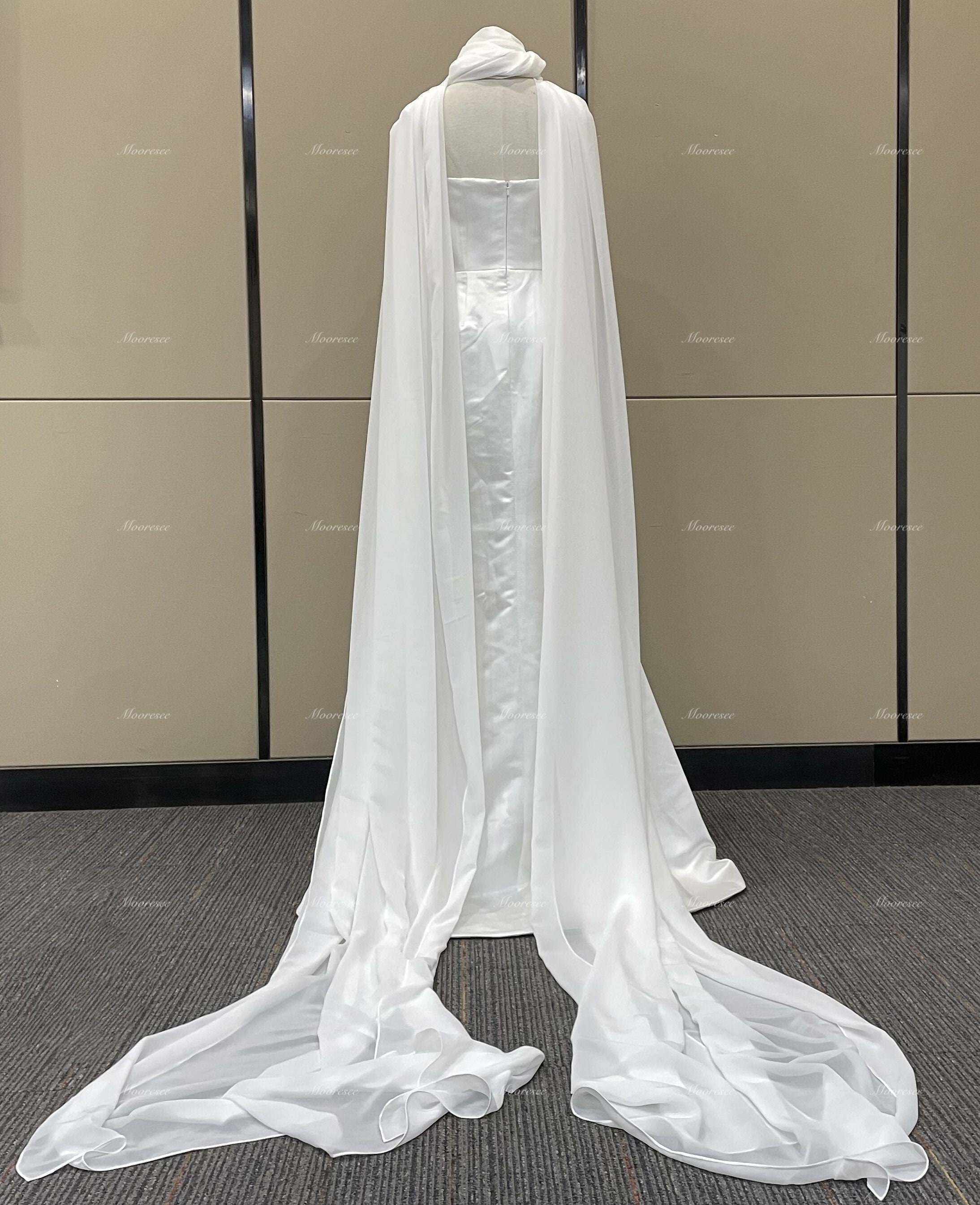 Buy Simple Ivory Chiffon Wedding Cape Scarf Gorgeous Long Chiffon Neck  Scarf Chapel/cathedral Length Chiffon Bridal Wrap Beach Bride Shawl Online  in India - Etsy, image size:2188x2691