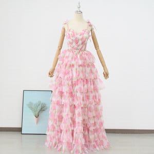 Fairy Pink Floral 2pcs prom Dress A line princess Dress Lovely Removable skirt Dress,Pink Party Dress,Senior prom dress,Graduation dress