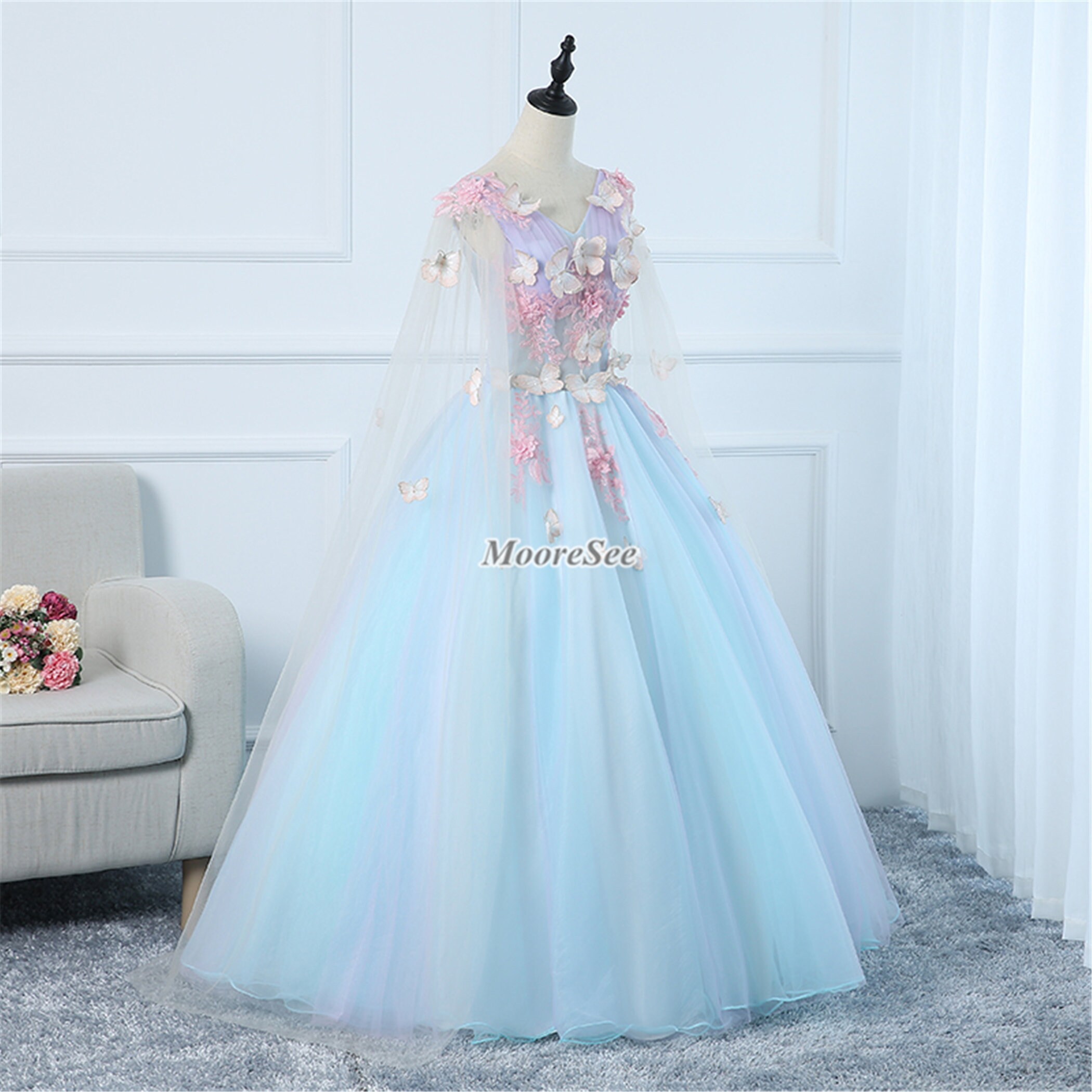 Amazon.com: Butterfly Flower Girl Dresses for Wedding Bridesmaid Pageant  Formal Party Maxi Gown Toddler Little Kids Princess First Communion  Birthday Dance Bowknot Puffy Tulle Dresses Blue 5-6 Years : Clothing, Shoes  &
