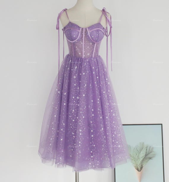 purple and silver homecoming dress AURELIA Beaded Tulle Mermaid Dress - Stunning Elegance main image 1