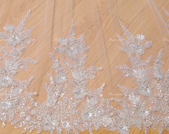 Luxury sparkling gold thread sequins lace Wedding Veil Vintage Church Veil with comb 1T Cathedral Veil for Bride Chapel veil Custom veil