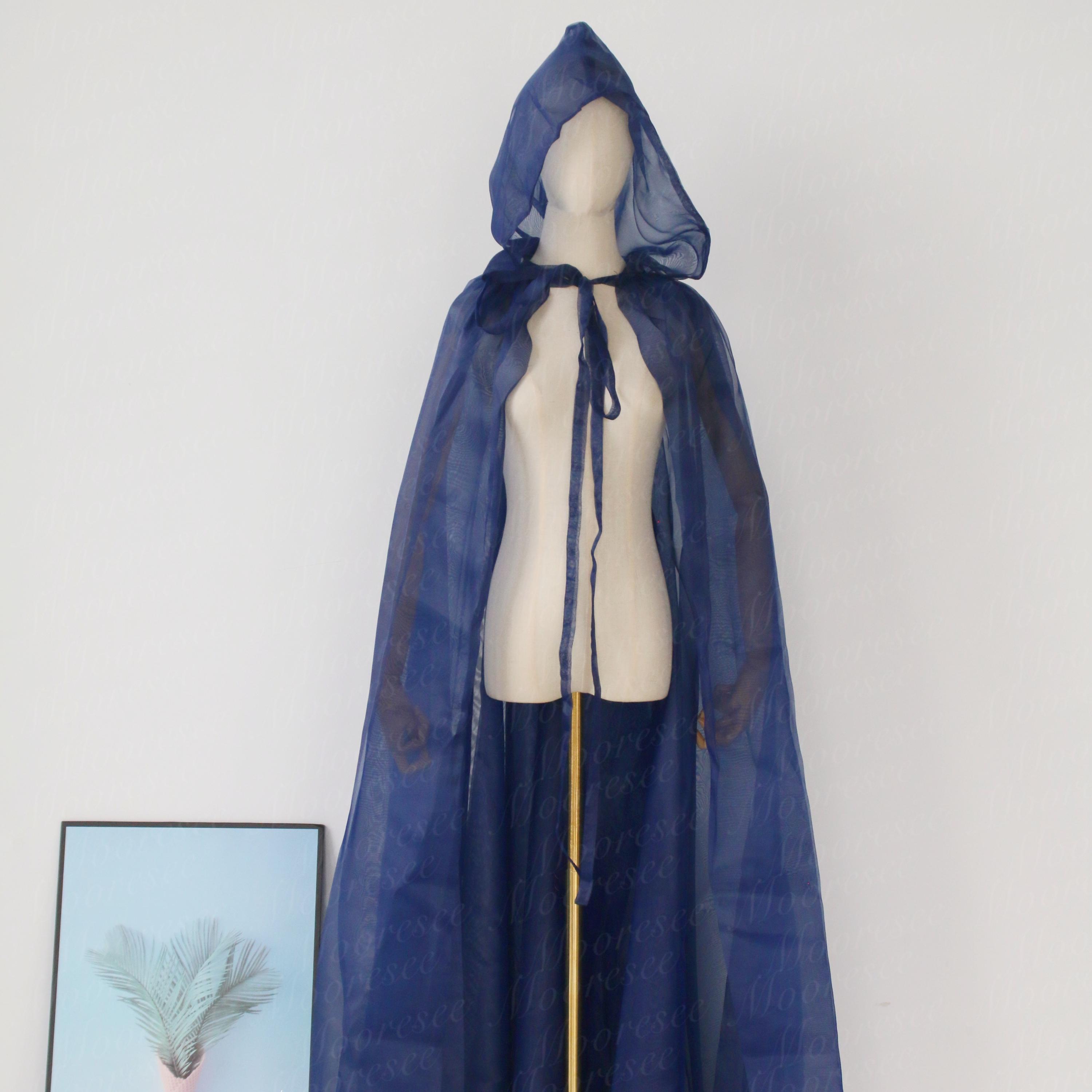 トップス OWNE Veil Layer Cape Double Layer Organza Hooded Cape Prom Cape Navy Wedding Cape Boho