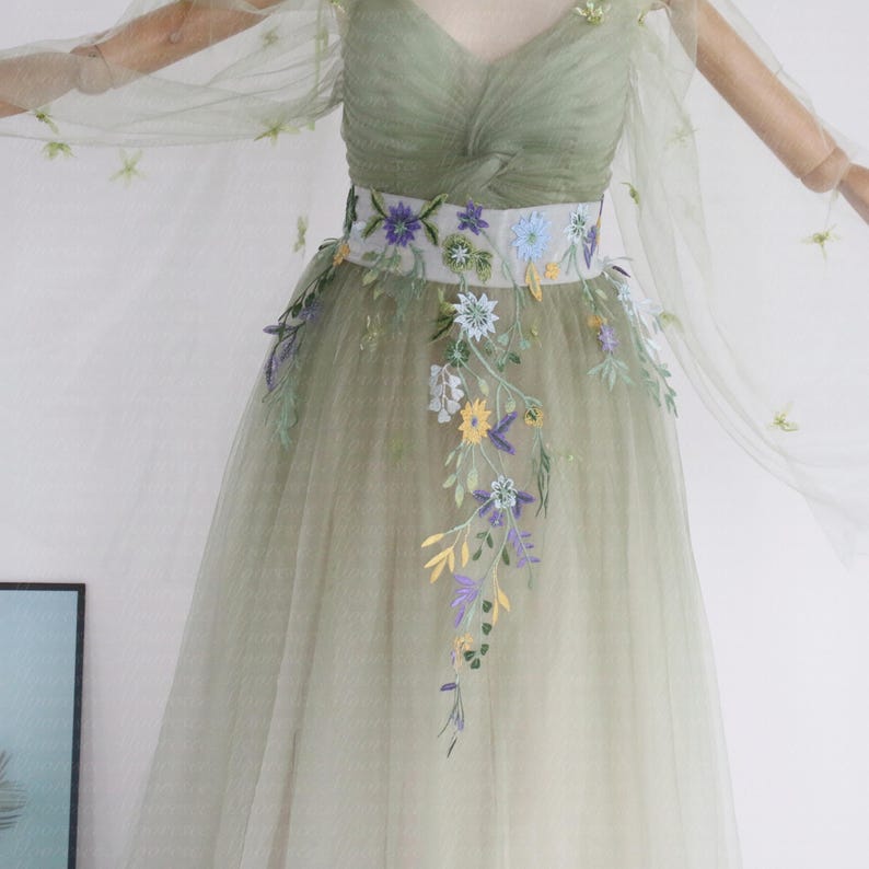 Customizable Lace Sash Embroidery Floral Lace Sash Wedding Tulle Belt ...