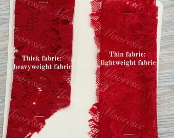 Red Lace Swatch For Sleeves-Two different types of fabric-Lightweight fabric/Heavier fabric