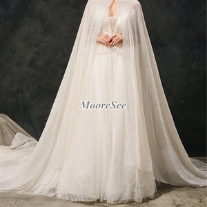 Very Shiny Champagne/white Wedding Cape Veil for Bride Hooded Wedding ...