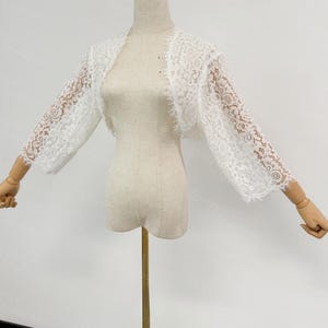 Elegant Lace wedding boleros 3/4 sleeve lace bolero bridal bolero jacket Lace Wedding dress topper Romantic lace sleeves
