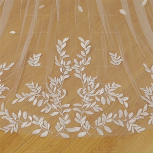 Leaf Lace wedding veil Vintage Wedding Veil with comb 1 Tier Cathedral Wedding Veil for Bride fingertip Veil Chapel veil Custom made veil image 4