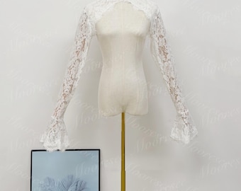 Bell Sleeves lace bolero Elegant Lace wedding boleros bridal bolero jacket Lace Wedding dress topper Romantic lace sleeves