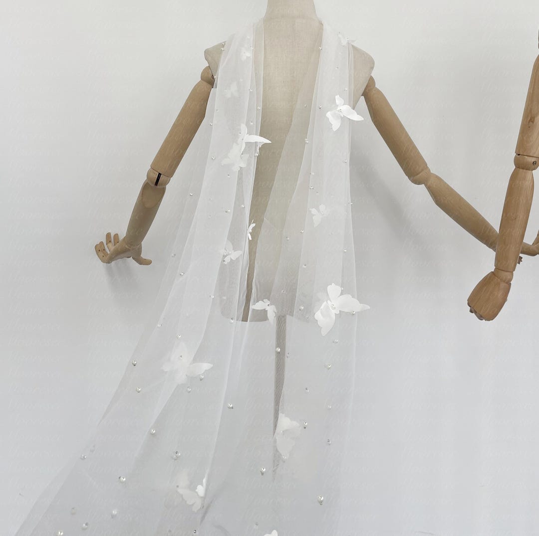 Étole En Tulle Blanc Ivoire Doublée - Pour Mariée, Cadeau Nuptial, Marque Cindy Abba Riviera Française