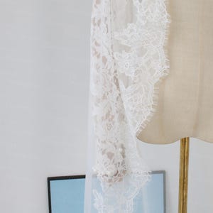Soft Chantilly lace trim wedding veil Vintage Spanish look Mantilla Veil Gorgeous Bridal Veil Romantic lace veil Eyelash Chantilly lace veil