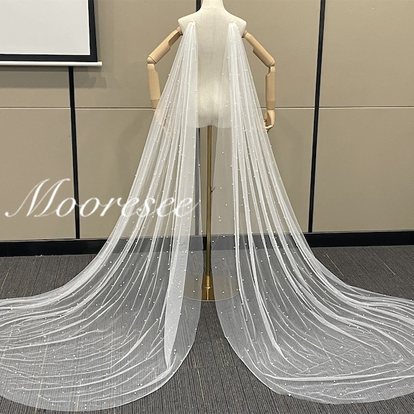 Custom Simple Pearls Bridal Cape Shoulder Cape ivory Pearls Cape for bridal Pearls shoulder veil Detachable pearls cape Outdoor Bridal cape