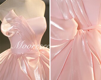 Sleeveless Pink prom dress Party dress Graduation Gown shiny wedding Dress Gorgeous Birthday dress Gorgeous fairy Ball Gown