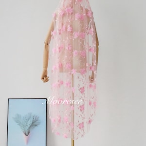 Gorgeous 3D floral rose veil Rose Pink wedding veil Vintage Veil with comb 1T Short pink flower Veil for Bride fairy princess bridal veil