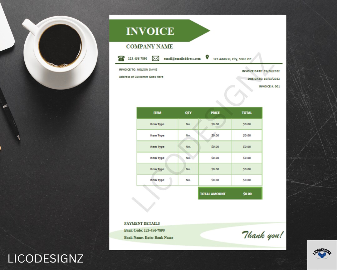 Invoice Template - Etsy
