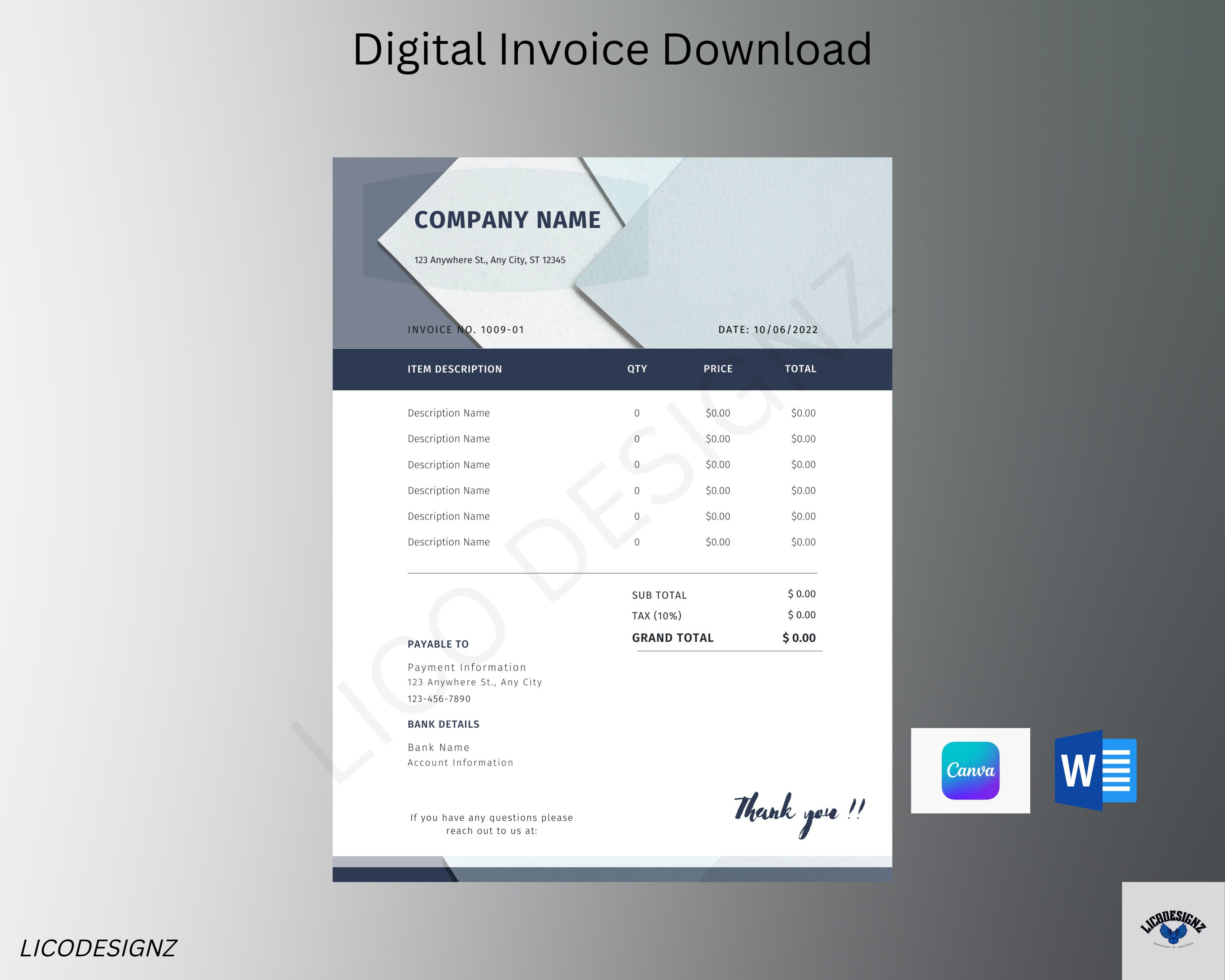 Invoice Template - Etsy