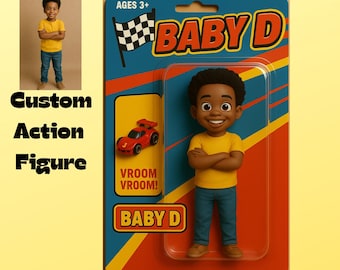 Action figure personalizzata – Ritratto personalizzato in scatola di giocattoli / Trasformati in un'action figure / Download digitale di immagini artistiche