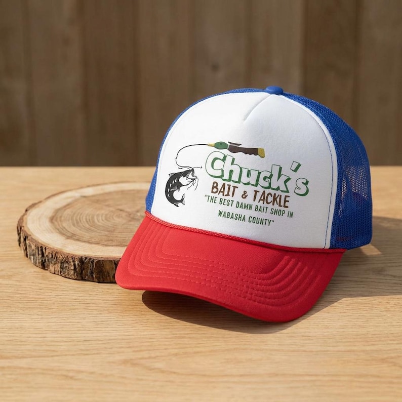 Chucks Bait Shop Hat, Vintage Fishing Trucker Cap, Lake Life Hat, Gift for Dad, Fisherman Gift, Retro Outdoor Hat, Grumpy Old Men Inspired image 3