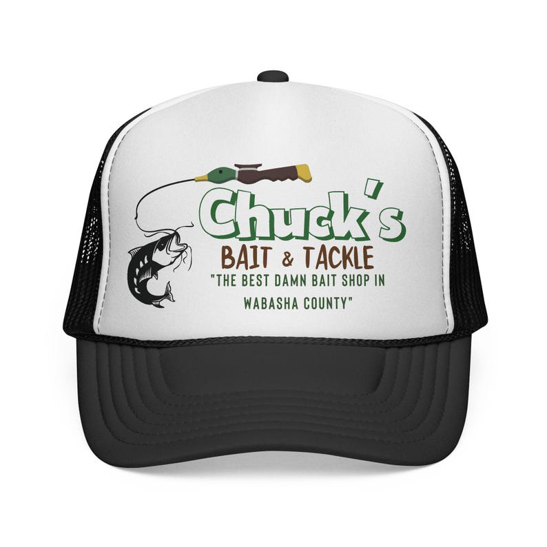 Chucks Bait Shop Hat, Vintage Fishing Trucker Cap, Lake Life Hat, Gift for Dad, Fisherman Gift, Retro Outdoor Hat, Grumpy Old Men Inspired image 4