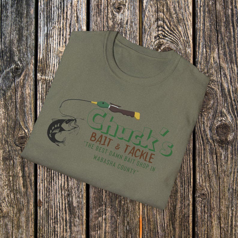 Camiseta vintage de Chucks Bait Shop, camiseta retro de pesca, camiseta de la vida en el lago, regalo para papá, camiseta de pescador del Medio Oeste, inspirada en Grumpy Old Men. imagen 9