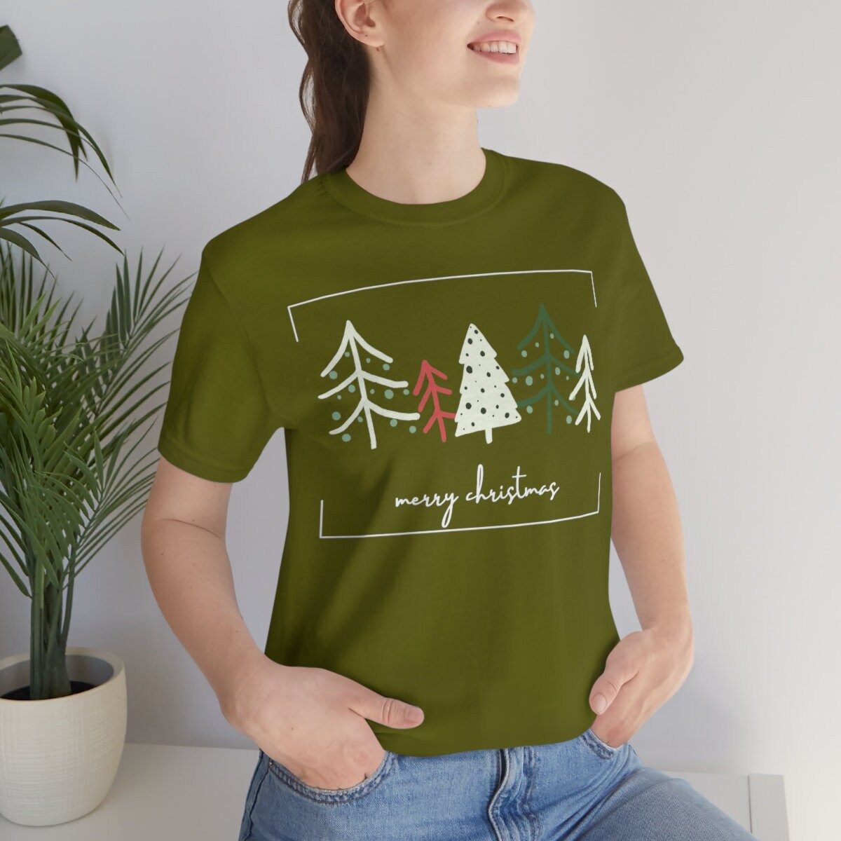 Zylkor Women's Merry Christmas T-Shirt - Oh Christmas Tree Graphic Holiday Tee - View #5