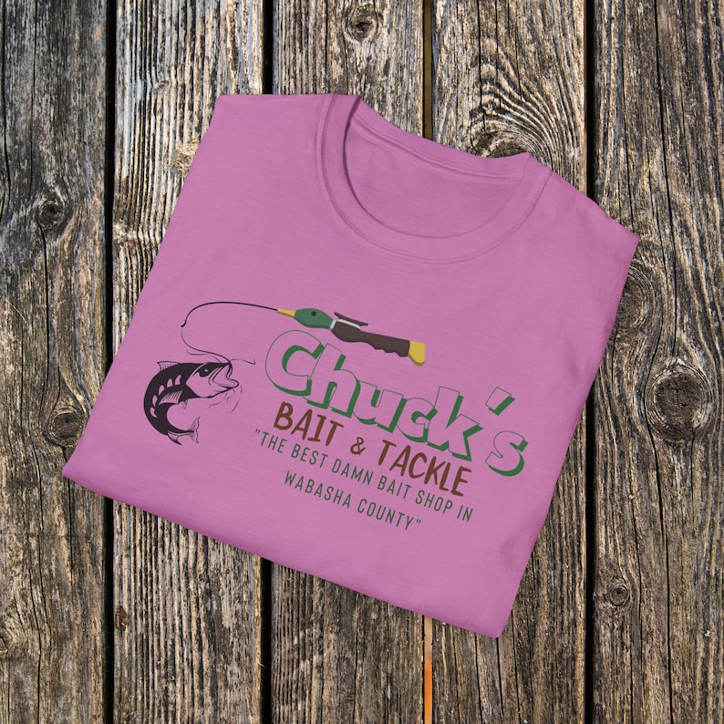 Camiseta vintage de Chucks Bait Shop, camiseta retro de pesca, camiseta de la vida en el lago, regalo para papá, camiseta de pescador del Medio Oeste, inspirada en Grumpy Old Men. imagen 15