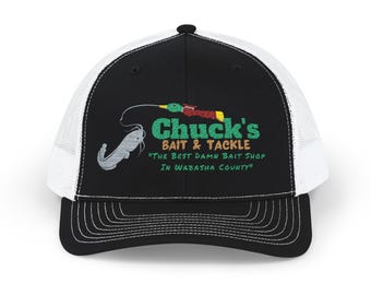 Dark Colors Embroidered Trucker Cap, Grumpy Old Men Movie Bait Shop Logo Richardson Snapback Hat, Fishing Gift, Funny Dad Hat, Vintage Cap