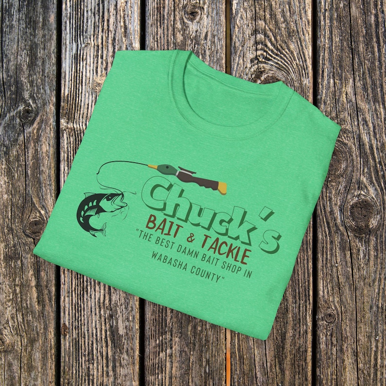 Camiseta vintage de Chucks Bait Shop, camiseta retro de pesca, camiseta de la vida en el lago, regalo para papá, camiseta de pescador del Medio Oeste, inspirada en Grumpy Old Men. imagen 11