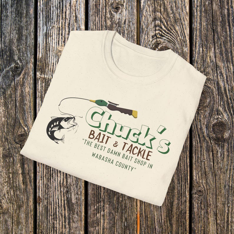 Camiseta vintage de Chucks Bait Shop, camiseta retro de pesca, camiseta de la vida en el lago, regalo para papá, camiseta de pescador del Medio Oeste, inspirada en Grumpy Old Men. imagen 7