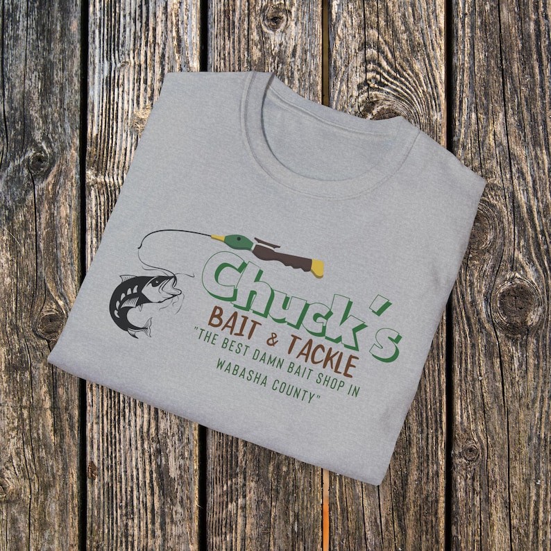 Camiseta vintage de Chucks Bait Shop, camiseta retro de pesca, camiseta de la vida en el lago, regalo para papá, camiseta de pescador del Medio Oeste, inspirada en Grumpy Old Men. imagen 6