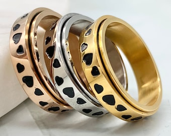 Fidget Ring Moon Hearts Anxiety Ring spinner Silver Gold Spinner ring for women and men Anxiety Spinning Ring worry ring anxiety relief
