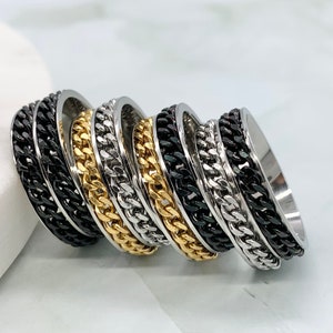 Fidget Ring Anxiety Ring spinner double Chain Spinner ring for women and men Anxiety Spinning Ring worry ring anxiety relief