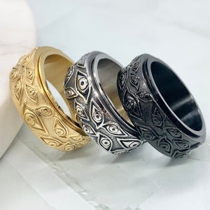 Fidget Ring Eye Anxiety Ring spinner Silver Gold Black Spinner ring for women and men Anxiety Spinning Ring worry ring anxiety relief