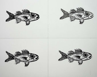 Handmade Fish Lino Print