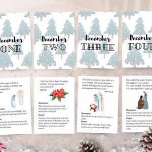 Advents-Weihnachts-Schrift-Karten für Kinder | Die Weihnachtsgeschichte Jesus Geburt | Krippe Adventskalender | Weihnachtsschrift Bibelkarten Set