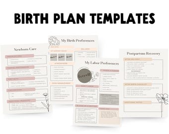 Checkliste für Geburtspräferenzen | Mein Geburtsplan Canva Vorlage für werdende Mütter, Doulas & Hebammen | Natürlicher Geburtsplan-Führer