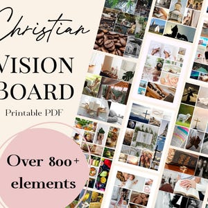 Tableau Christian Vision avec plus de 800 éléments : images, écritures, graphiques, affirmations | Kit tableau de prière | Découpes de magazines pour moodboard
