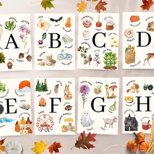 Tarjetas con el abecedario de otoño / Tarjetas con el alfabeto de otoño / Estudio de la unidad sobre la naturaleza / Imprimibles para la educación en el hogar / Juegos al aire libre para niños pequeños / Tarjetas didácticas con el alfabeto sobre la naturaleza
