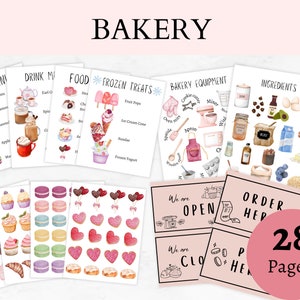Bäckerei Dramatisches Spiel Cafè Printable | Valentinstag süße Leckereien | Bäckerei Pretend Play Printables | Kleiner Bäcker Sweetheart Teeparty-Set