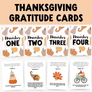 Thanksgiving Gratitude Scripture Cards | 30-Day Kindness Challenge & Fall Activity Calendar for Kids