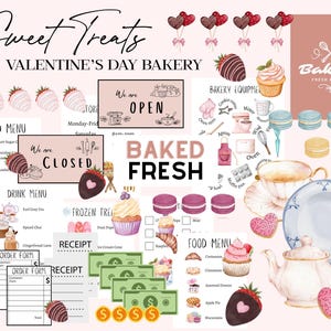 Valentine's Bakery Pretend Play Kit | Kids Sweet Treats Shop (Digital Download