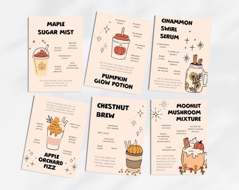 Autumn Fairy Potion Recipe Cards, Fall Mud Kitchen Outdoor Nature Play, Printable Fairy Garden Activities